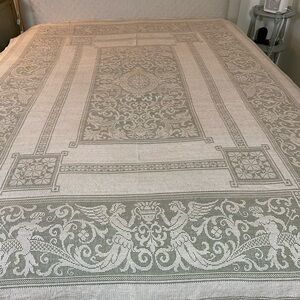Vintage Machine Lace Tablecloth 60 x 85